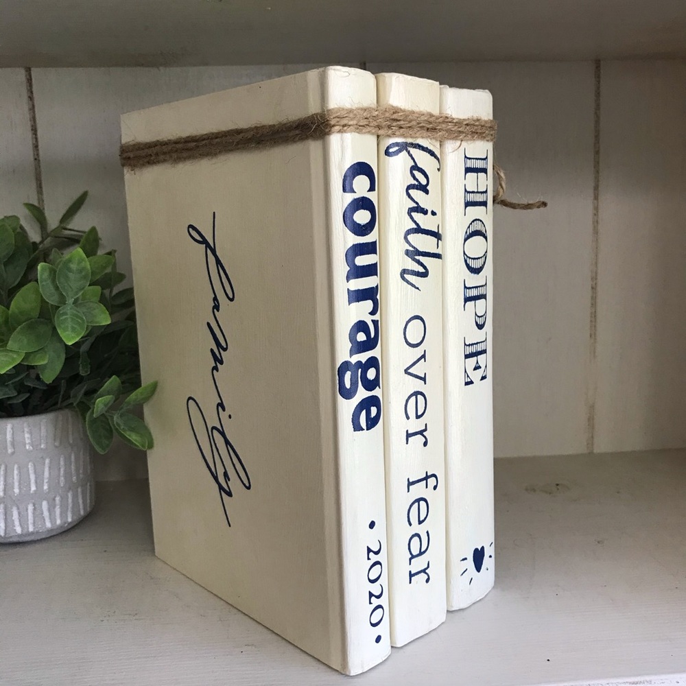 Handcrafted Distressed Book Stack Decor - Picture 7 of 8